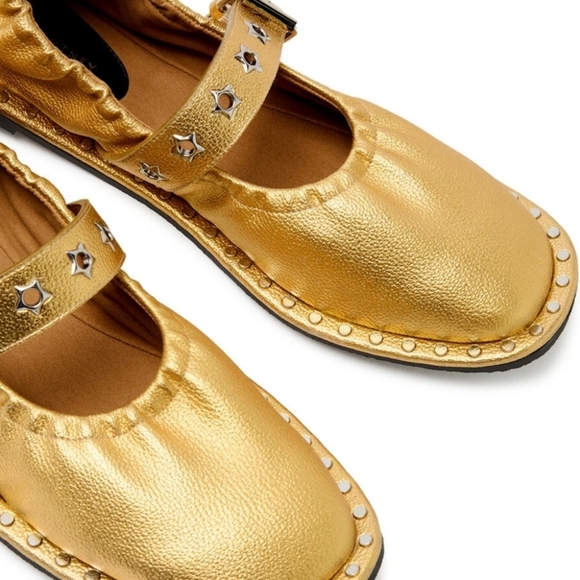 NEW STELLA MCCARTNEY | $795 Falabella Metallic Flats - Picture 1 of 5